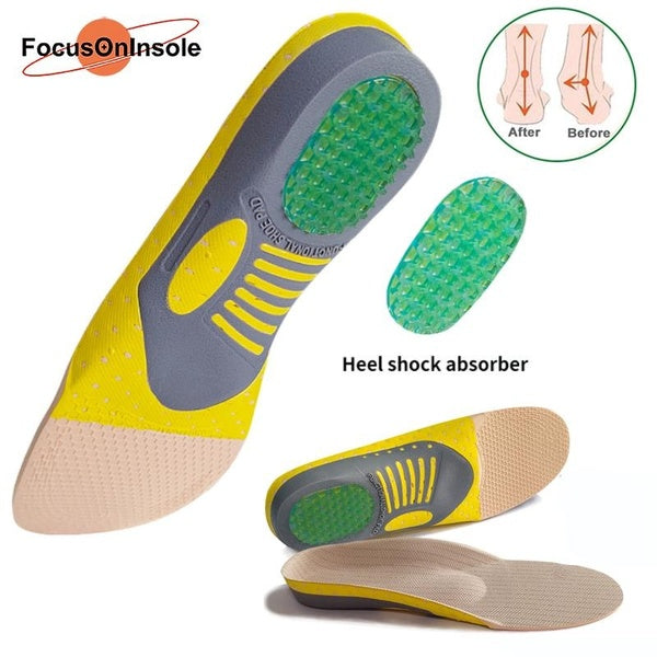 FocusOnInsole Premium Orthotic Gel Insoles Orthopedic Flat Foot Health Sole Pad for Shoes Insert Arch Support Pad for Plantar Fasciitis Women Men
