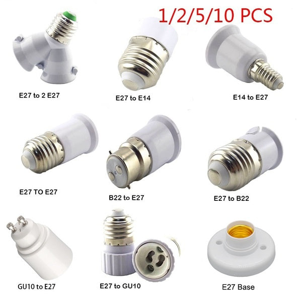 Lamp Holder Converter B22 E27 E14 GU10 Base Durable Home Socket Conversion Portable Light Bulb Base Zx(1-2-5-10PCS)