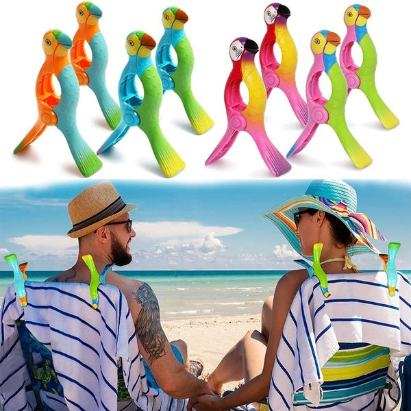 Beach Towel Clips Towel Clips for Beach Chairs, Strong Beach Chair Clips for Towels, Vivid Parrot Shape Beach Accessories