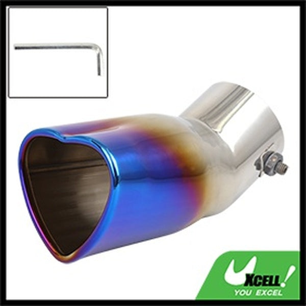 Universal Fits Car Stainless Steel Curve Burnt Heart Shaped Exhaust Tail Muffler Tip Pipe 60mm Inlet Dia