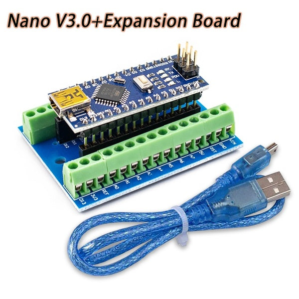 NANO V3.0 Nano Board CH340G ATmega328 Chip Controller with Cable, Nano Terminal Adapter Shield Expansion Board For Arduino IDE