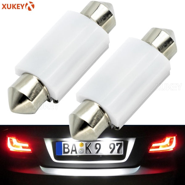 XUKEY Pure White C5W 39mm Number License Plate Light LED Bulbs For BMW 3 5 series E60 E36 E46 E39 E34 E53 (00-07) X5 M5 Canbus 2Pcs