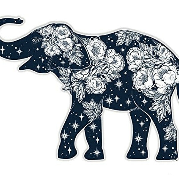 New HOT Elephant Beautiful Floral Celestial Design - Vinyl Sticker Waterproof Decal Car Sticker