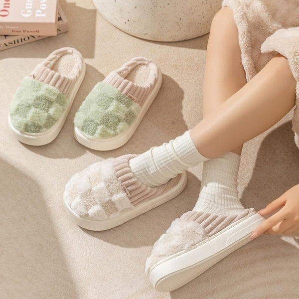 Household Slippers for Women & Men Winter Plush Soft Cotton Slippers House Indoor Non-slip Floor Shoes Home Bedroom Slides Couple Slippers