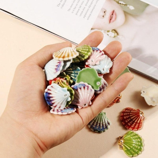 7pcs Colorful Ceramic Beads Irregular Shell Shape Ceramic Beads For Jewelry Making Necklace DIY Handmade Accessories Matron Inn