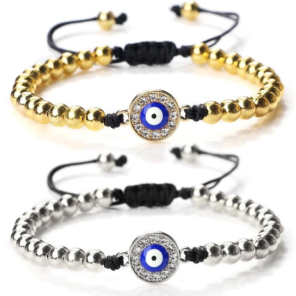 Or Argent Couleur Cuivre Perles Bracelet Charme Cristal Pave CZ Bracelets Tressés Bracelets Réglables pour Femmes Hommes Bijoux De Mode