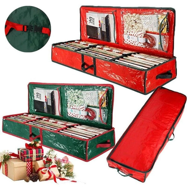 Christmas Wrapping Paper Storage Bag Tidy Gift Wrap Organizer with Reinforced Handles Large Xmas Wrapping Paper Storage Bags Home Decoration Save Spa