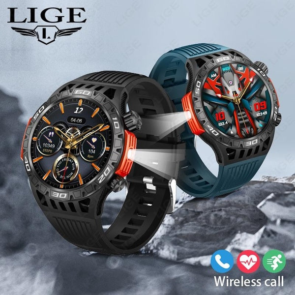 2024 Surveillance de l'exercice étanche hommes montres intelligentes Bluetooth appel gestion de la santé Smartwatch boussole extérieure éclairage LED