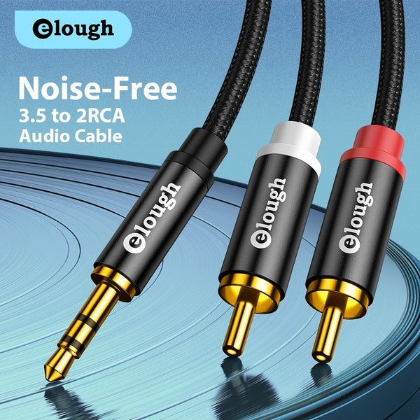 Elough RCA Cable 3.5mm to 2RCA Audio Splitter Cable Jack Audio Cable for MP3 MP4 DVD Mobile Phone Tablet for Sound Box Amplifier