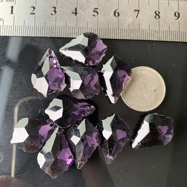 10 Pcs Violet Cristal Perles Charme Pendentif XMS Arbre Feuille Lustre Partie DIY