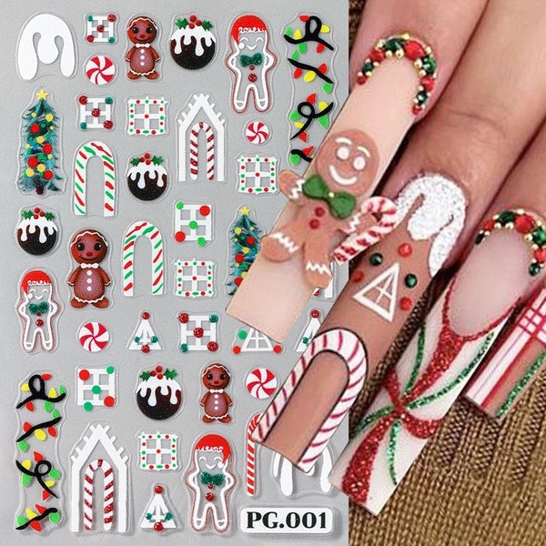 5D Glitter Noël Charms Nail Art Stickers Hiver Flocon De Neige Wapiti Arbre Curseur Gravé Dessin Animé Bonhommes De Neige Wapiti Coeur Manucure Décor