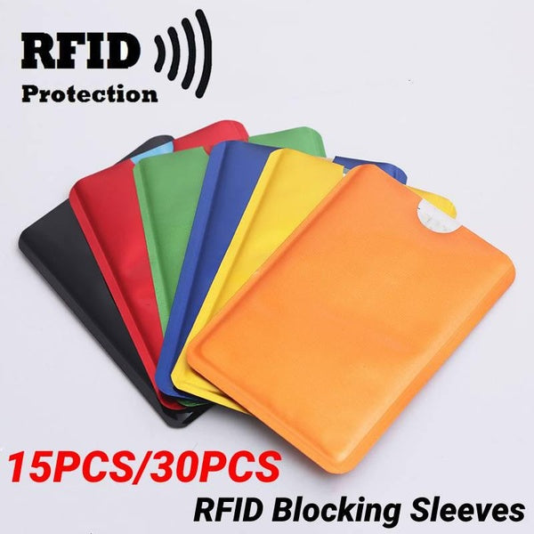15pcs - 30pcs manchons de blocage RFID, portefeuille anti-RFID bloquant le lecteur de verrouillage porte-carte bancaire Id carte bancaire étui protec