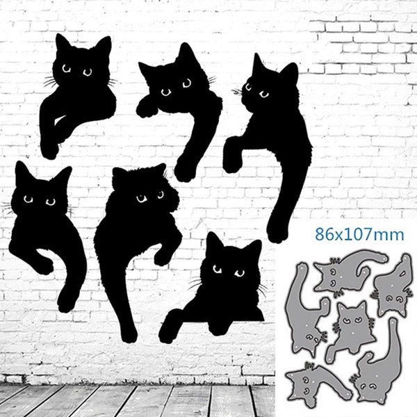 DIY Six Cats Animal Metal Cutting Dies Stencils Scrapbooking Embossing Stamping Album Card Gifts