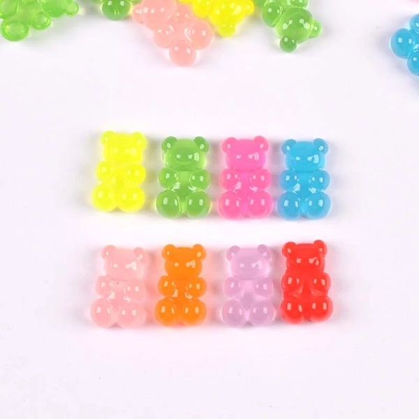 20Pcs Cartoon transparent resin bear Scrapbook Craft Flatback Embellishments DIY phone decor Home Furnishing decoration c3152