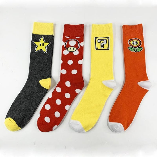 Cartoon Game accessories Mario Men's Crew Cotton Socks Breathable and Comfy for All Seasons Adult Socks Stocking