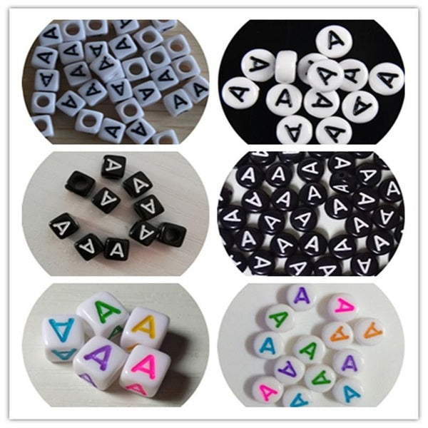 A~Z Single Letter Beads Cube Beads Flat Back Faceted Coin Alphabet Beads Bracelet Beaded Loose Beads DIY Accessories Matron Inn