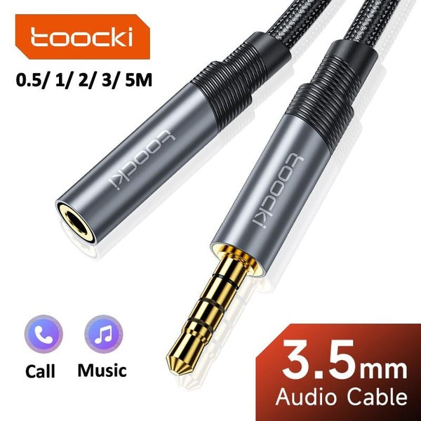 Toocki câble d'extension pour casque Jack 3.5mm câble Audio Aux 3.5mm femelle'séparateur haut-parleur cordon d'extension pour adaptateur pour écouteu