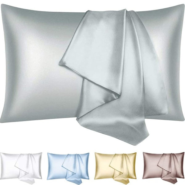 19 Momme 100% Natural Mulberry Silk Pillow Cover, 400TC Both Sides Pillowcase Protector Zipper Closure