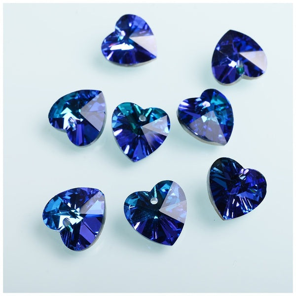 Perles de charme à facettes de 14 mm perles de cristal en forme de coeur pour collier