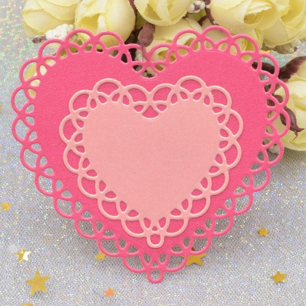 Lace Edge Heart Frame Cutting Dies Set Scrapbooking Metal Stencil Dies DIY Card Album Paper Embossing Dies