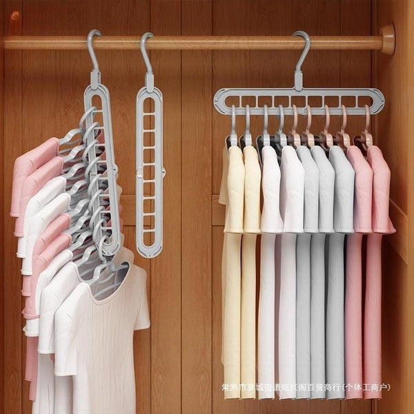 9 Hole Household Storage Coathanger Multifunctional Folding Hanger Space Saving Coathanger 360 Degree Rotation Magic Hanger