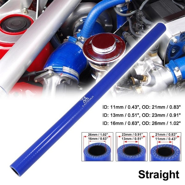 X AUTOHAUX Straight Silicone Hose Coupler Intercooler Tube for Car Intercooler Intake Piping 11-13-16mm ID 21-23-26mm OD Blue