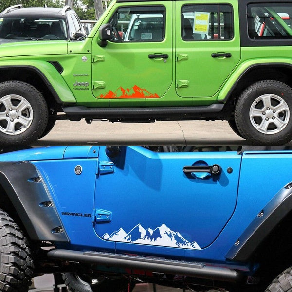 2Pcs For Jeep Truck Car Door Side Stickers Vinyl Film Styling Auto Mountain DIY Decals Sports Automobile Car Tuning Accessories