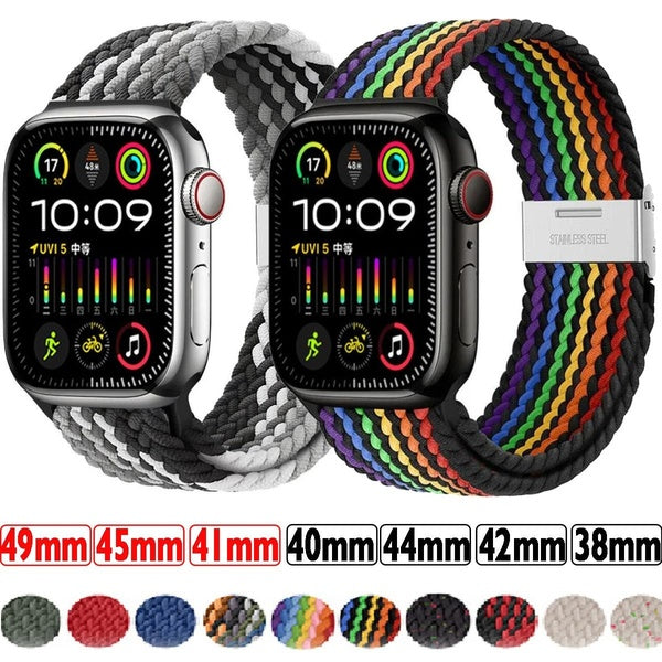 LEIXIUER Nylon Metal Buckle Strap for Smartwatch Ultra 2-Ultra 49mm 9 8 7 45mm 41mm SE 6 44mm 40mm Adjustable Sport Belt Bracelet for Watch Series 3