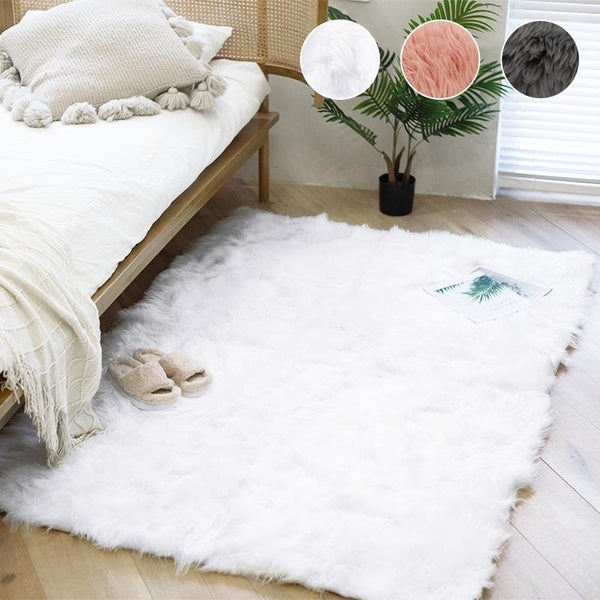 1PC Square Plush Floor Mat For Bedroom Living Room, Soft Fluffy Cute Faux Fur Carpet Non-slip Floor Mat For Entrance Laundry Room Living Room Childre