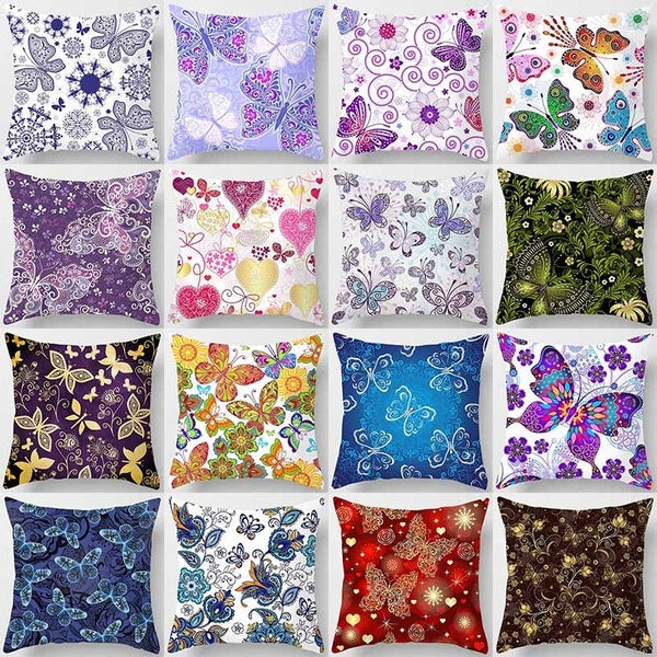Colorful butterfly print pillowcase home decoration (45 * 45cm)