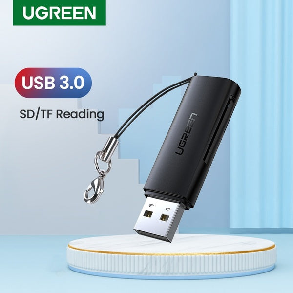 Ugreen Card Reader USB 3.0 to SD Micro SD TF Memory Card Adapter for laptop Accessories Multi Smart Cardreader2 Cards Simultaneous Reading Card Reade