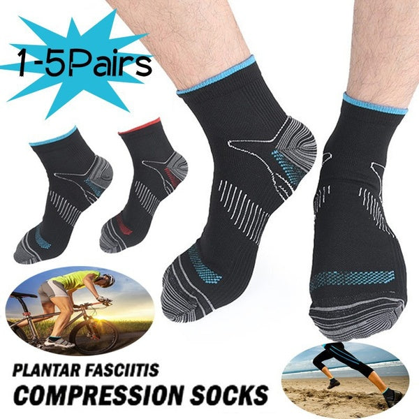 Sport Compression Socks with Arch Support for Men & Women(1-2-3-4-5 Pairs) - Best Ankle Compression Socks for Foot and Heel Pain Relief - Better Than