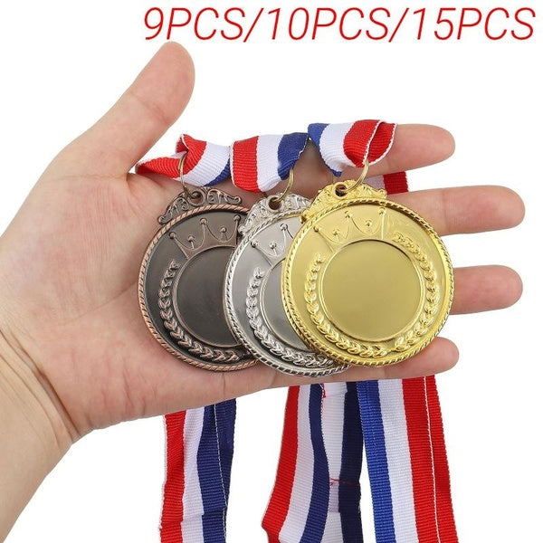 9pcs-10pcs-15pcs Blank Award Medals with Neck Ribbons, Gold Silver Bronze Award Medals, Make Your Medals Kit, Winner Medals Prize for Games Competiti