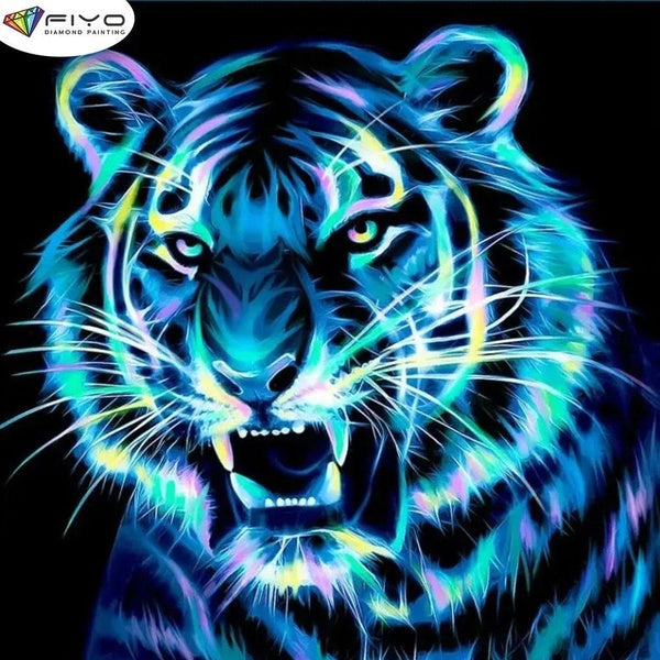 Tiger DIY 5D Diamond Painting Full Drill with Number Kits Home and Kitchen Fashion Mosaic Diamond Painting Canvas Wall Decoration Gift Crafts for Adu