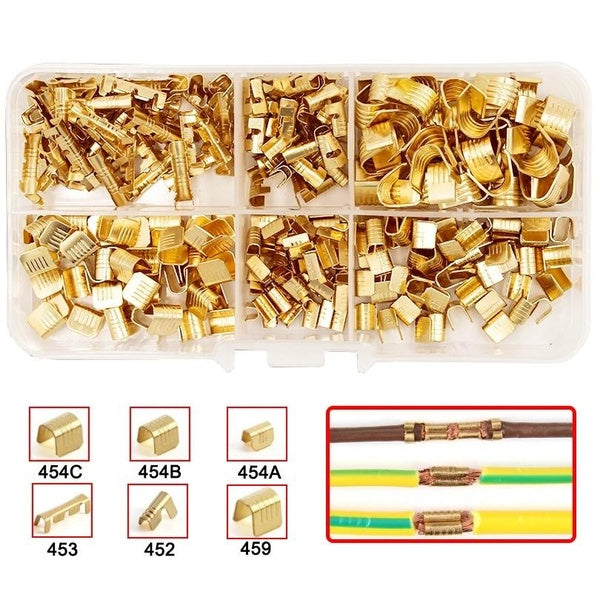 300-400-550 PCS U-Shape Copper Docking Terminals Crimp Non-Insulated Assortment Cable Wire Spade Electric Butt Connector Kit DJ 453