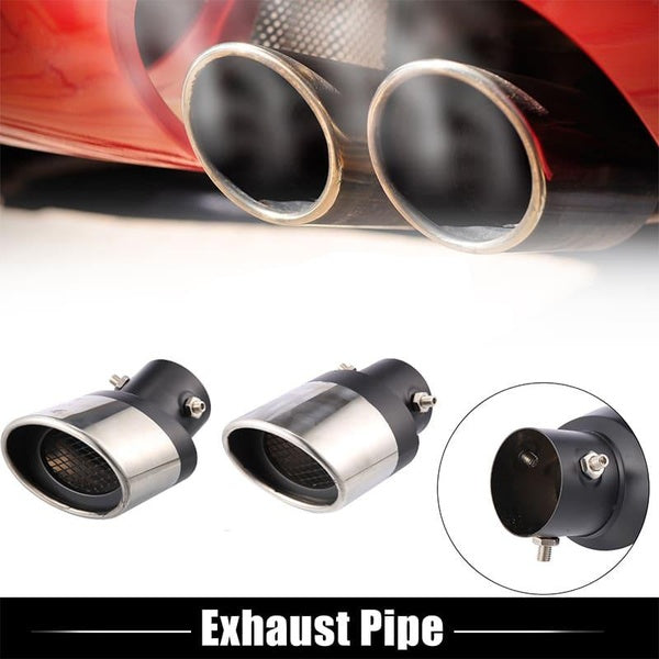 63mm 2.48" Inlet Curved-Straight Type Universal Exhaust Pipe Muffler Tip Tailpipe Bolt-On for Car Truck 4" Outlet Diameter 6.1"-6.5" Length Stainless