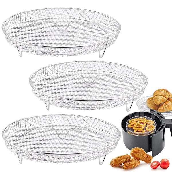 1-3PCS Round Air Fryer Rack, Multifunctional Air Fryer Liner Stainless Steel Tray Stackable Dehydration Rack Kitchen Gadgets, Suitable For Air Fryer