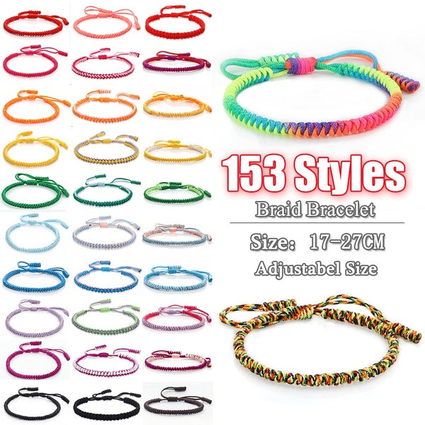 Bracelet de fil de couleur arc-en-ciel bouddhiste tibétain tissé à la main tressé corde noeuds bracelets prière charme bijoux amoureux bracelets