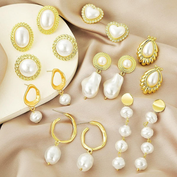 Boule ronde Perles Boucles d'oreilles Perles composites Perles baroques Boucles d'oreilles pendantes pour femmes Couleur Intrigue Bijoux en forme de