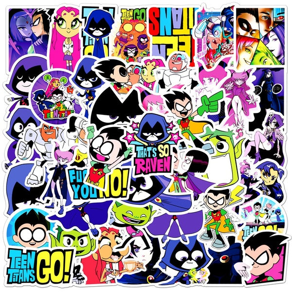 10-50pcs Teen Titans Go stickers Robin Teen Titans Raven Graffiti Stickers for DIY Luggage Laptop Skateboard Motorcycle Bicycle Stickers