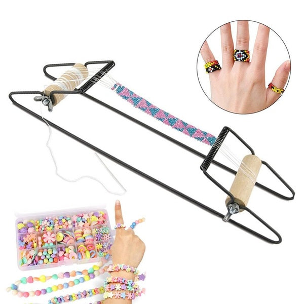 Wood Weaving Beading Loom for DIY Jewelry Bracelet Knitting Necklace Making Machine Handmade Knitting Tool Beads Knitter