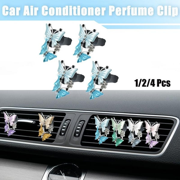 1-2-4pcs Car Butterfly Perfume Clip Decoration Fragrance Natural Smell Air Freshener Auto Accessories Interior Air Conditioner Clip