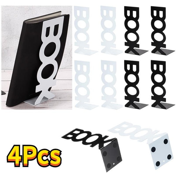 Bookend, Book Ends for Shelves Alphabet Shaped Metal Support Book Stand Decorative Bookends Nonskid, Book Stopper for Home Office Stationery