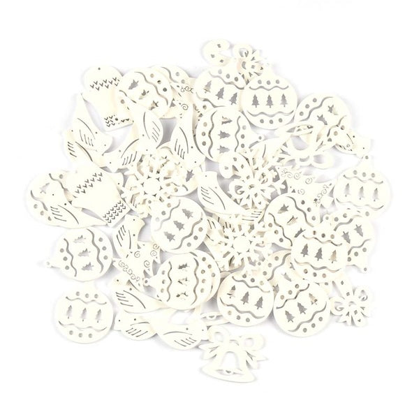 25pcs Wood Crafts white christmas trees-snowflake-deer DIY Scrapbooking For Wooden Ornament Home Decoration MT2267