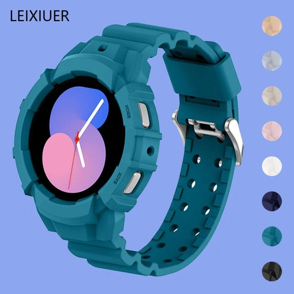 LEIXIUER No Gaps Silicone Band Screen Protector Cover for Samsung Watch 5 LTE 44mm Galaxy Watch 5 Bluetooth PRO 45mm Sport Strap Bumper for Galaxy Wa