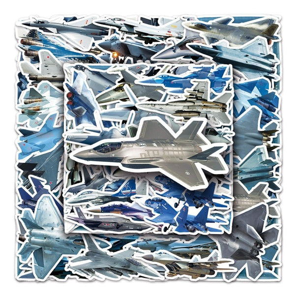 10-50Pcs Fighter Aircraft Sticker Combat Bomber Aircraft Graffiti Stickers for DIY Luggage Laptop Skateboard Motorcycle Bicycle Stickers