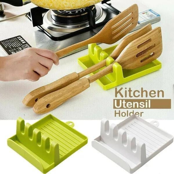 Plastic Kitchen Pot Pan Lid Cove Kitchen Utensil Rest Ladle Spoon Holder Multifunction Kitchen Spatula Rack Non-Slip Silicone Mat Plastic Stand Ome C
