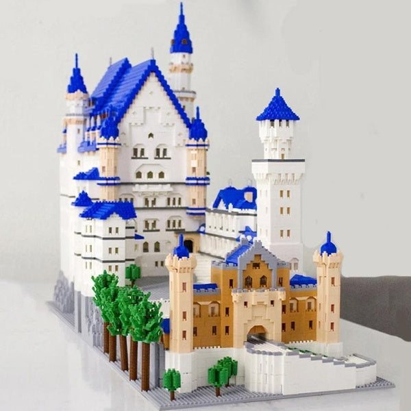 Architecture New Swan Stone Castle Model Building Blocks, 11810 Pieces Mini Nano Bricks German European Castle Landmark Modular Construction Set, Gif