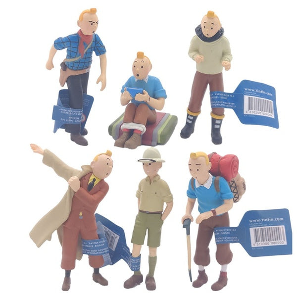 Tintin 6 PCS Figure Kid Gift Toy Les Aventures de Tintin et Milou Lth2