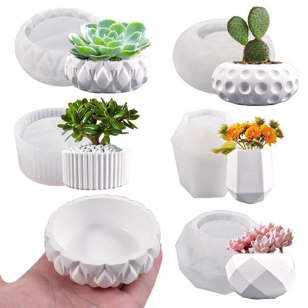 5 Styles DIY Crystal Epoxy Resin Plaster Molds Succulent Flowerpot Casting Silicone Moulds Handmade Home Decoration Craft Making Tools